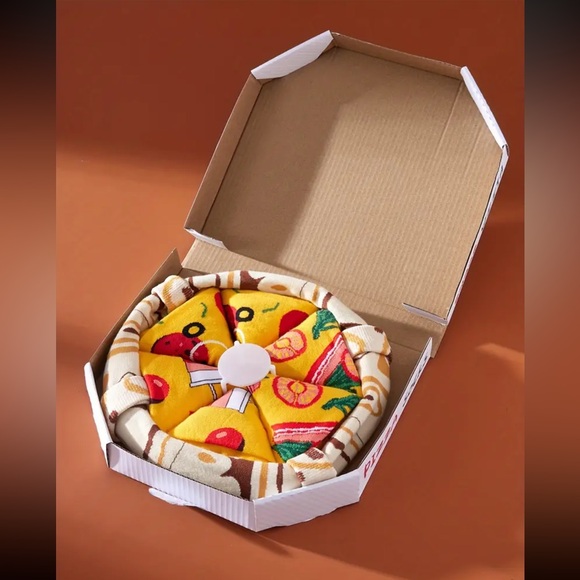 None Other - Socks, Men’s Funny Pizza Pattern Crew Socks, NEW, One Size, Packaged Like…